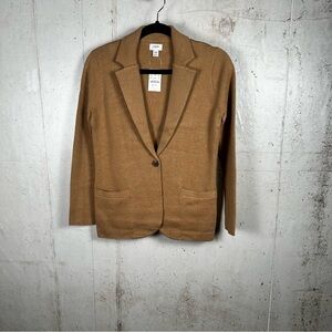 J. Crew tan khaki classic preppy cotton knit one‎ button blazer.size PXS NWT